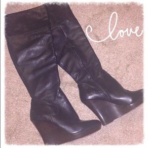 Saks 5th Leather Wedge Boots 🖤
